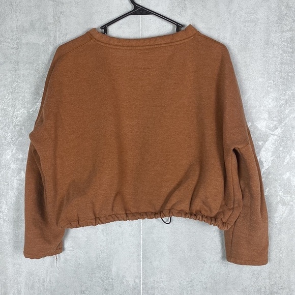 Zara tan drawstring cropped sweatshirt - Picture 3 of 4
